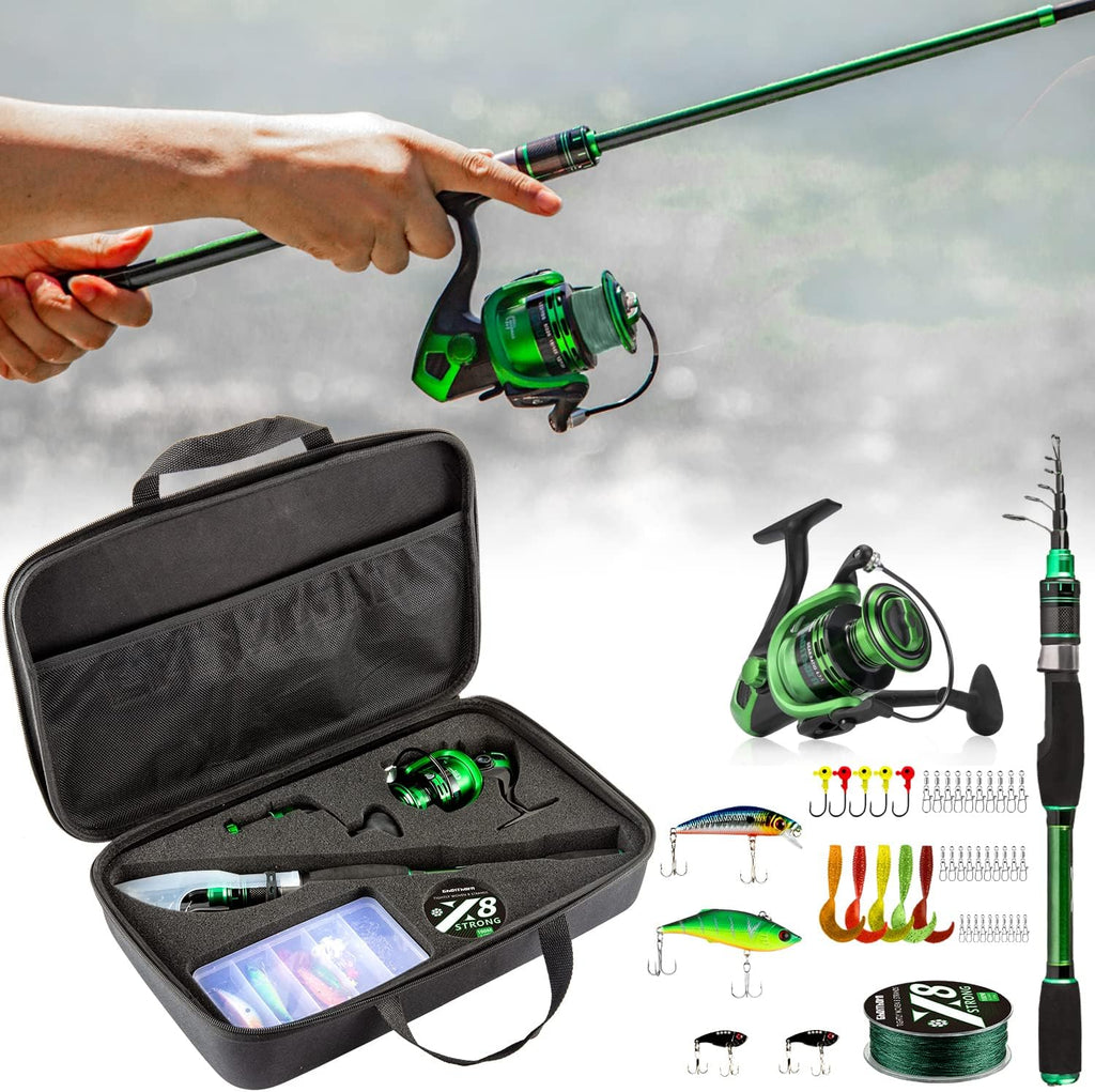 Collapsible Fishing Rod and Reel Combo with Carrier Bag K933536