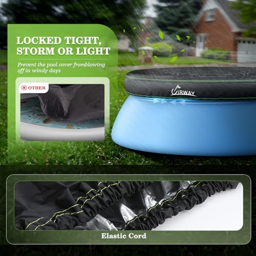 18FT Round Inflatable Pool Cover with Elastic Cord Black Z441962