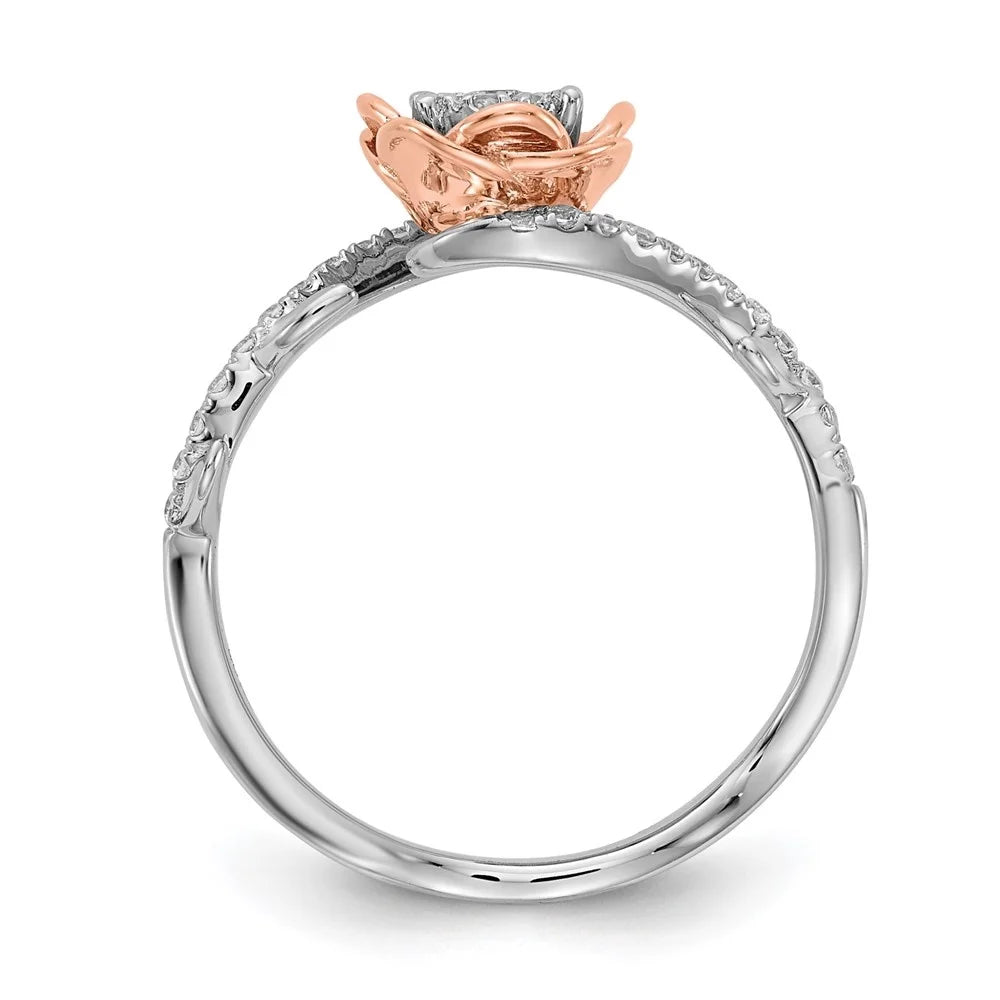 14k Two-tone Gold Floral Diamond Ring Size 7 B83517