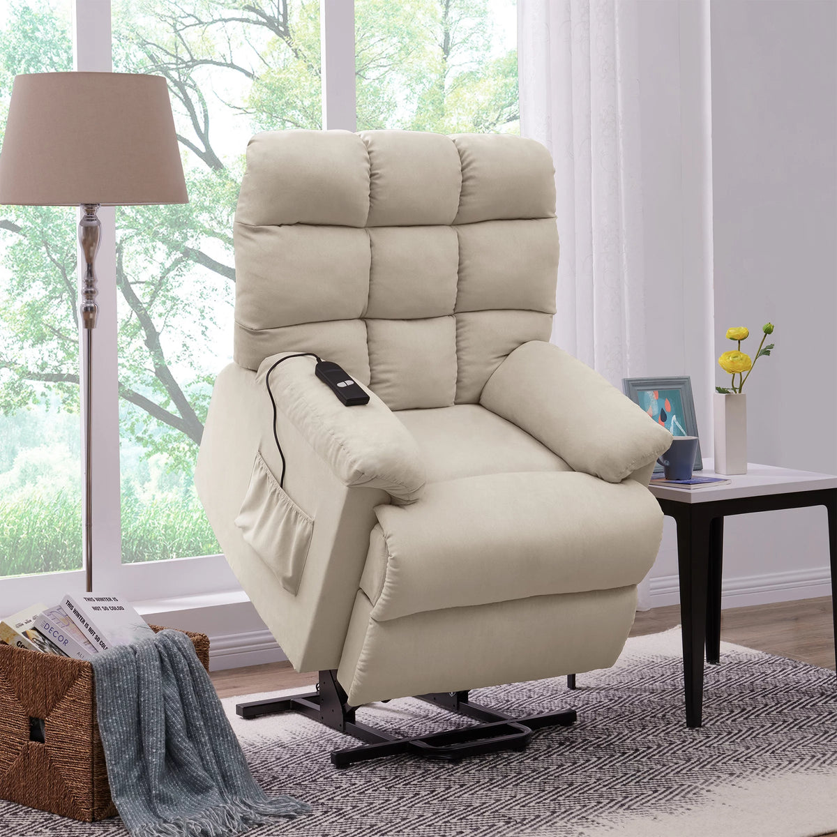 Khaki Microfiber Power Lift Recliner T507