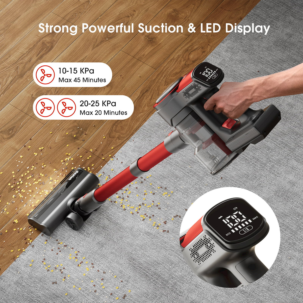 5 in 1 Cordless Stick Vacuum Cleaner with LED Display E6721