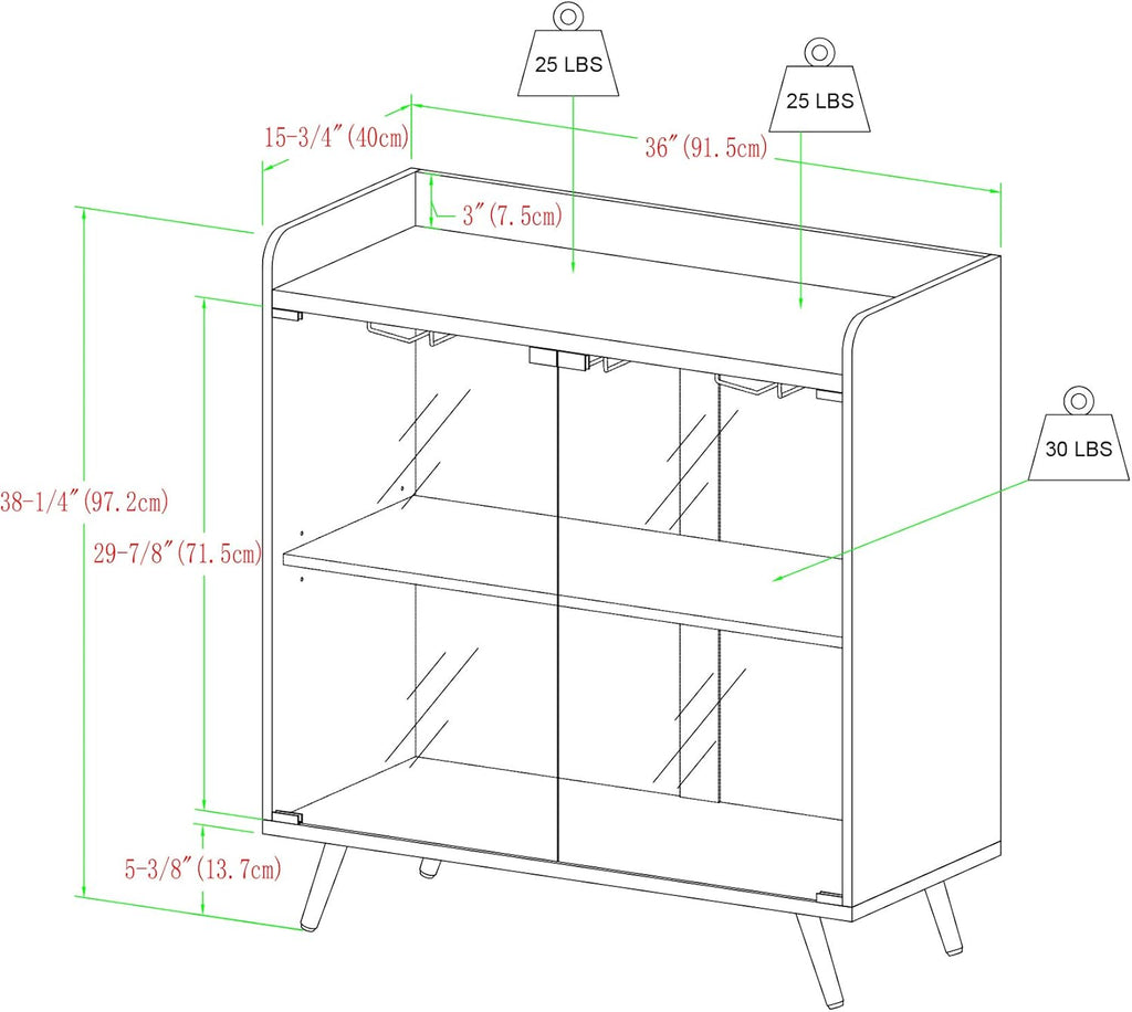 Dark Walnut Double Glass Door Bar Cabinet N2286