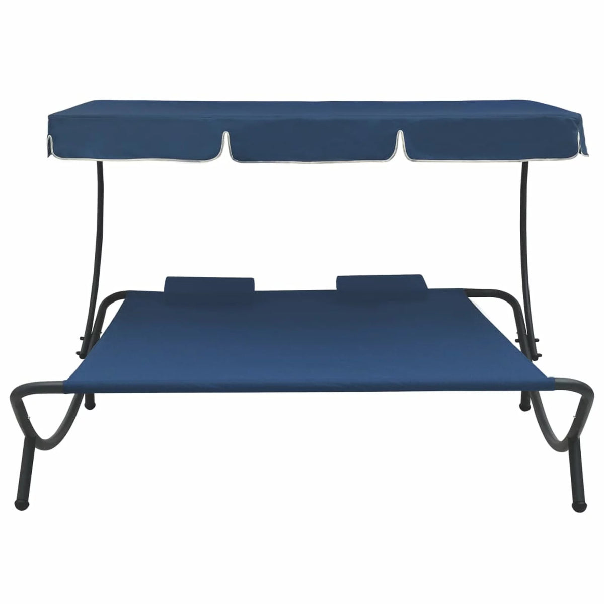 Patio Lounge Bed with Canopy and Pillows Oxford Fabric Steel Frame N76772