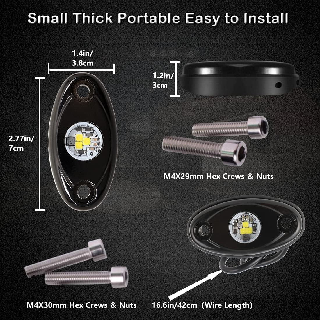 White LED Rock Lights 16PCS Waterproof U653921