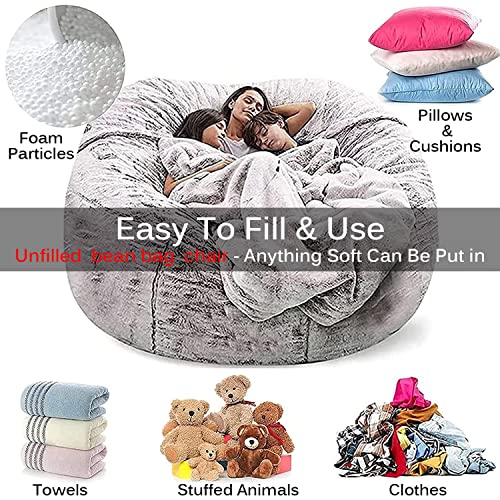 7ft Soft Fluffy Gigantic Fur Bean Bag Chair Cover A995