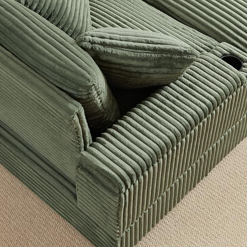 Oversized Corduroy Convertible Sleeper Sofa with Ottoman, Grey S924137