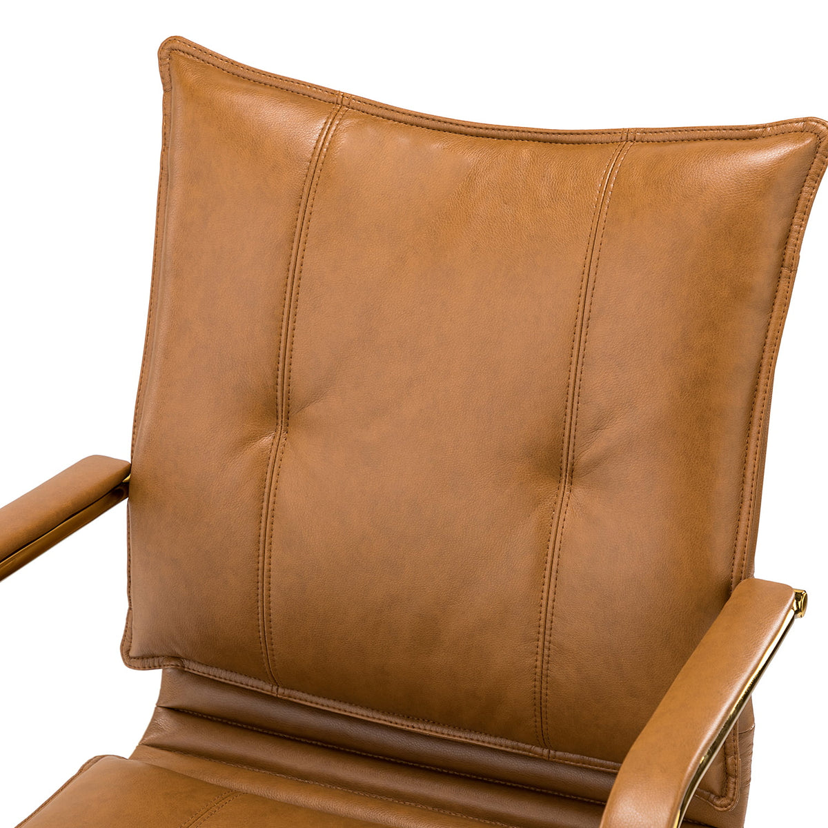 Camel Vegan Leather Task Chair with Tufted Mid Back Armrest Swivel Adjustable P402455