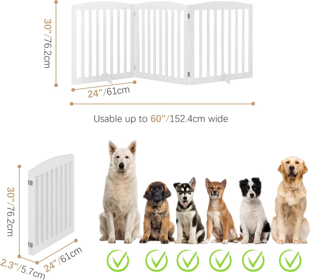 White 72" Tall 30" Wooden Pet Gate I81273