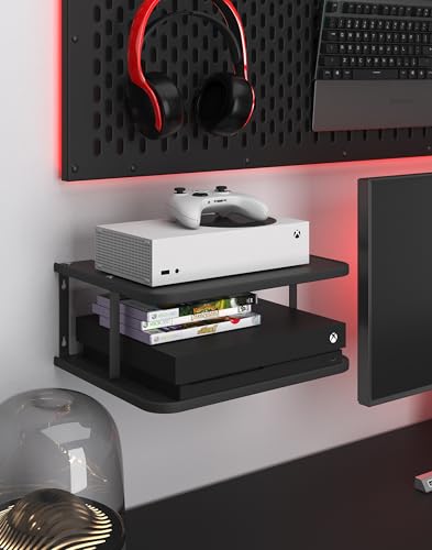 Black Projector Wall Shelf Double Shelf Stand U343573