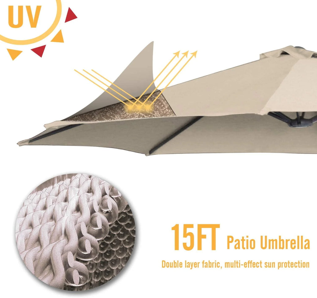 15 Ft Double Sided Patio Umbrella Z69707