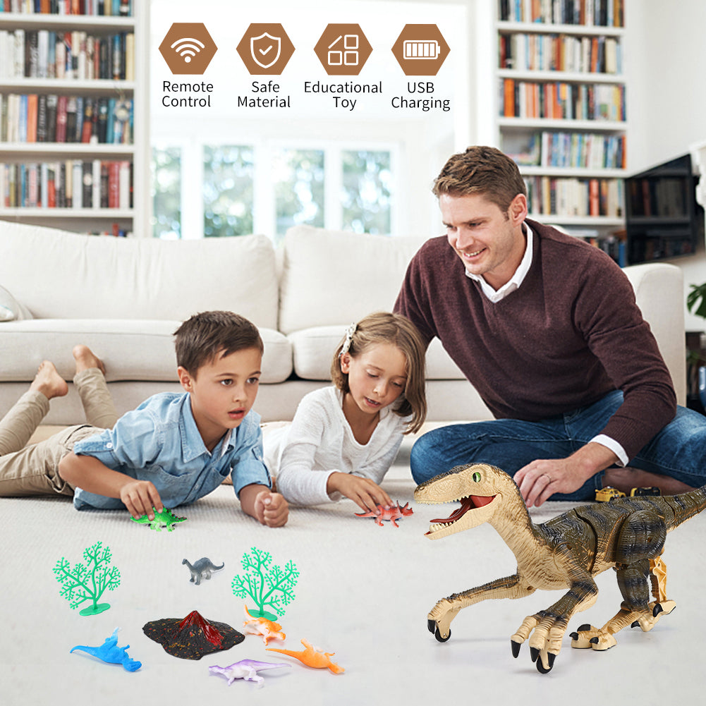 Remote Control Dinosaur Toys, Walking Roaring Velociraptor, 2.4Ghz Electronic Robot Toys E1582