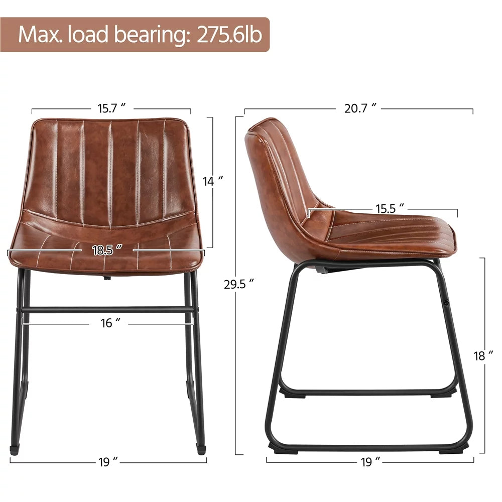 Brown Faux Leather Dining Chairs C8502