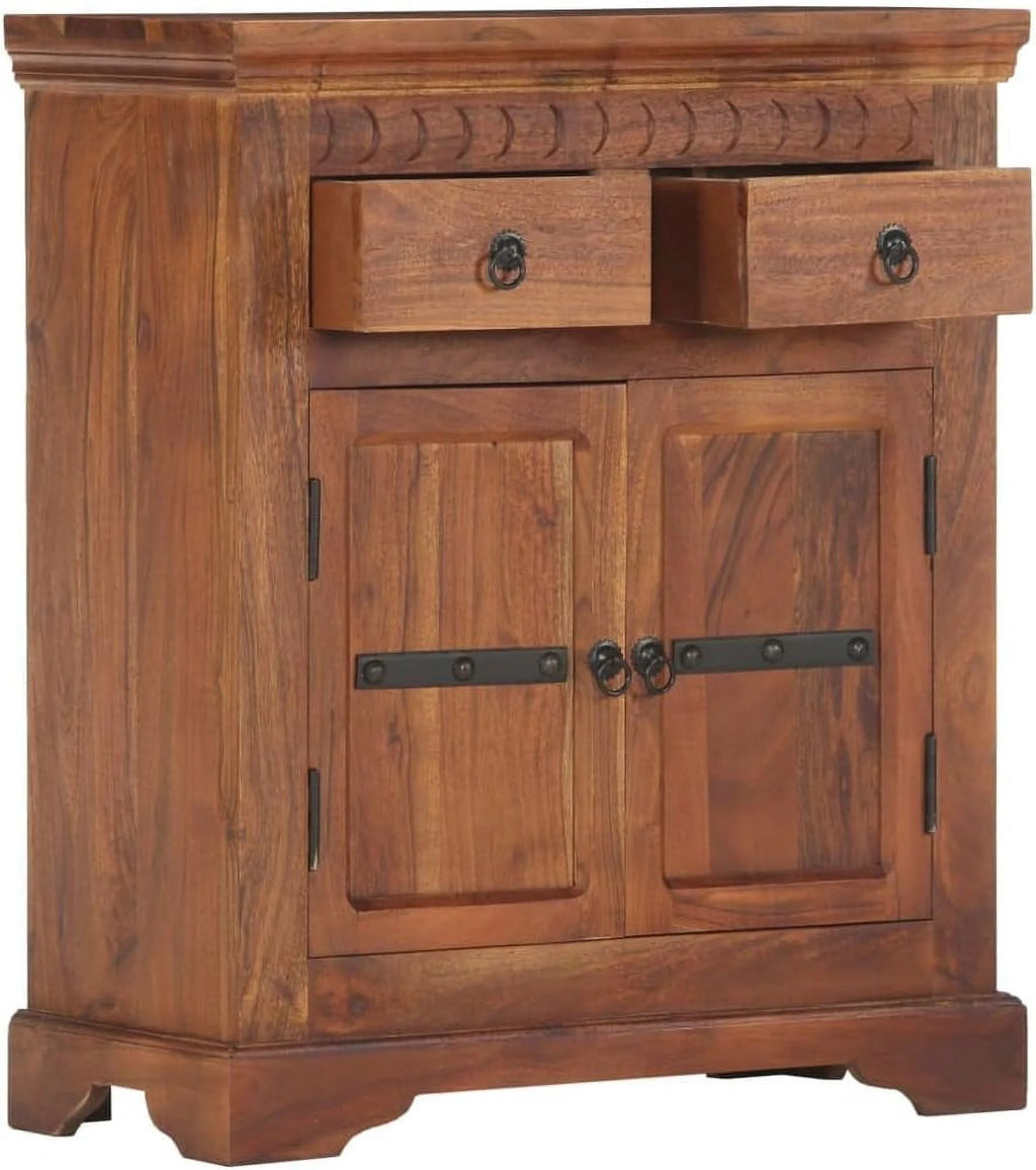 Solid Acacia Wood Sideboard Cabinet with 2 Drawers and 2 Doors H584