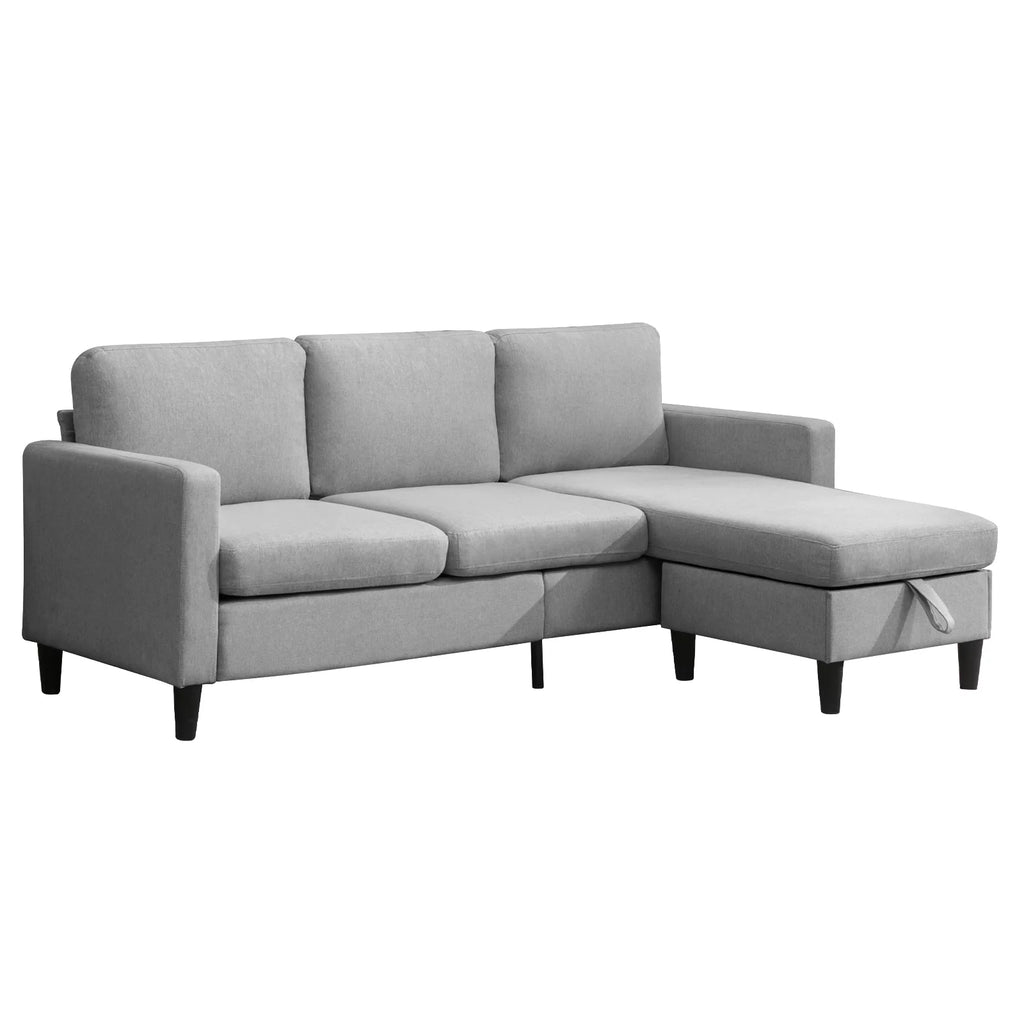 Modern Dark Grey Sectional Sofa with Storage Ottoman Y697