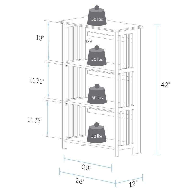 Natural 4-Shelf Folding Bookcase X888