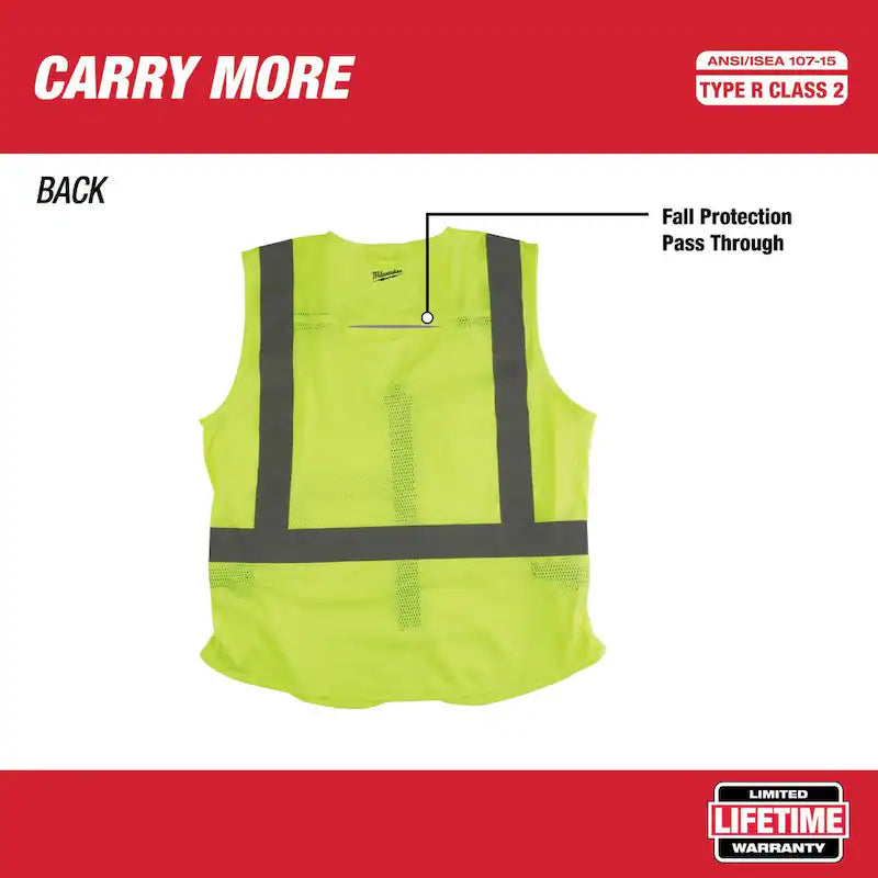 Yellow Class 2 High Visibility Safety Vest with 10 Pockets 12-Pack X239414