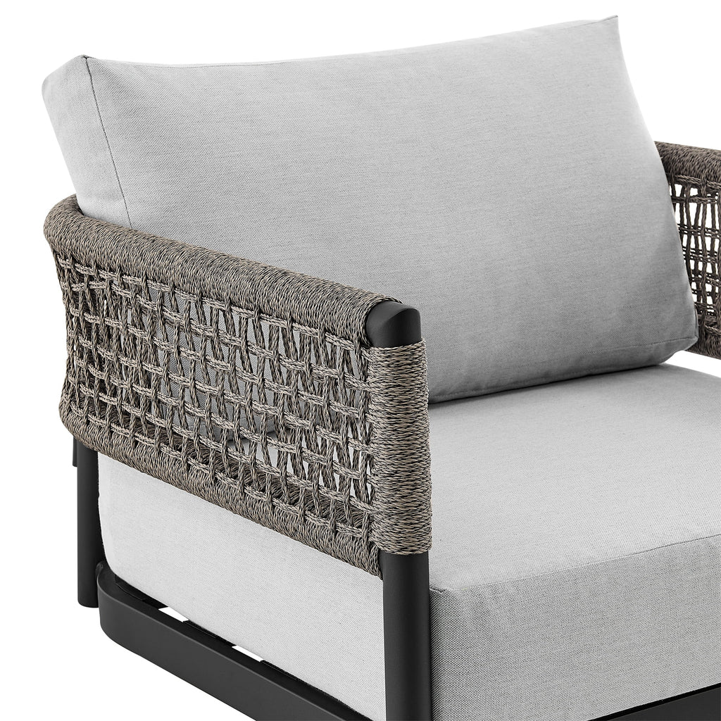 Black Aluminum Grey Rope Swivel Rocking Chair with Cushions C913555