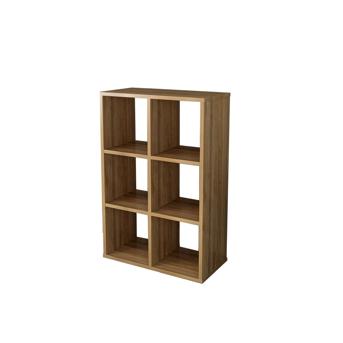 Walnut Cube Shape Bookcase 6 Open Storage L298246
