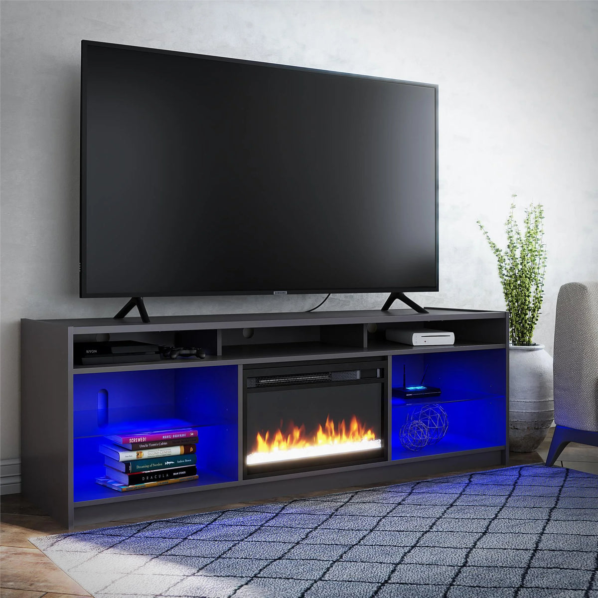 Electric Fireplace TV Stand up to 65" Graphite Gray I12947