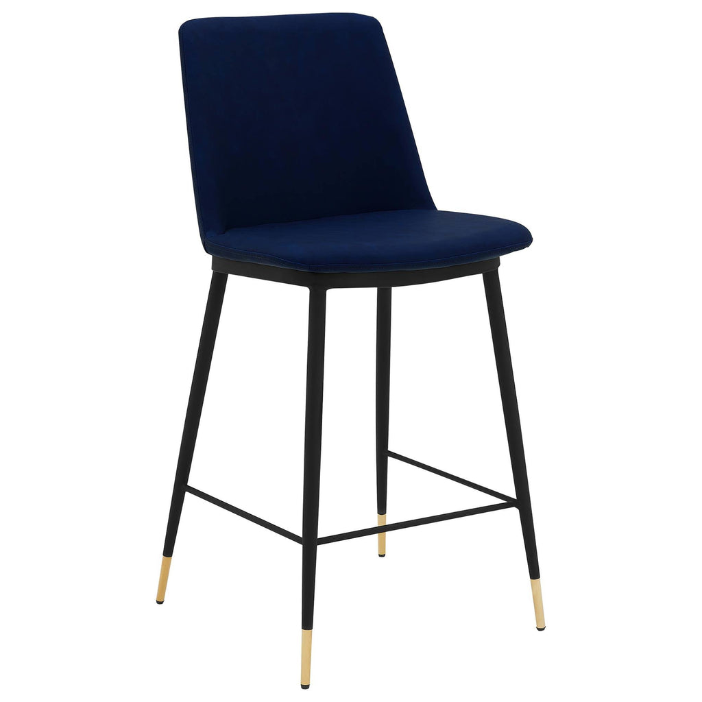Blue Faux Leather Metal Counter Height Bar Stool C404
