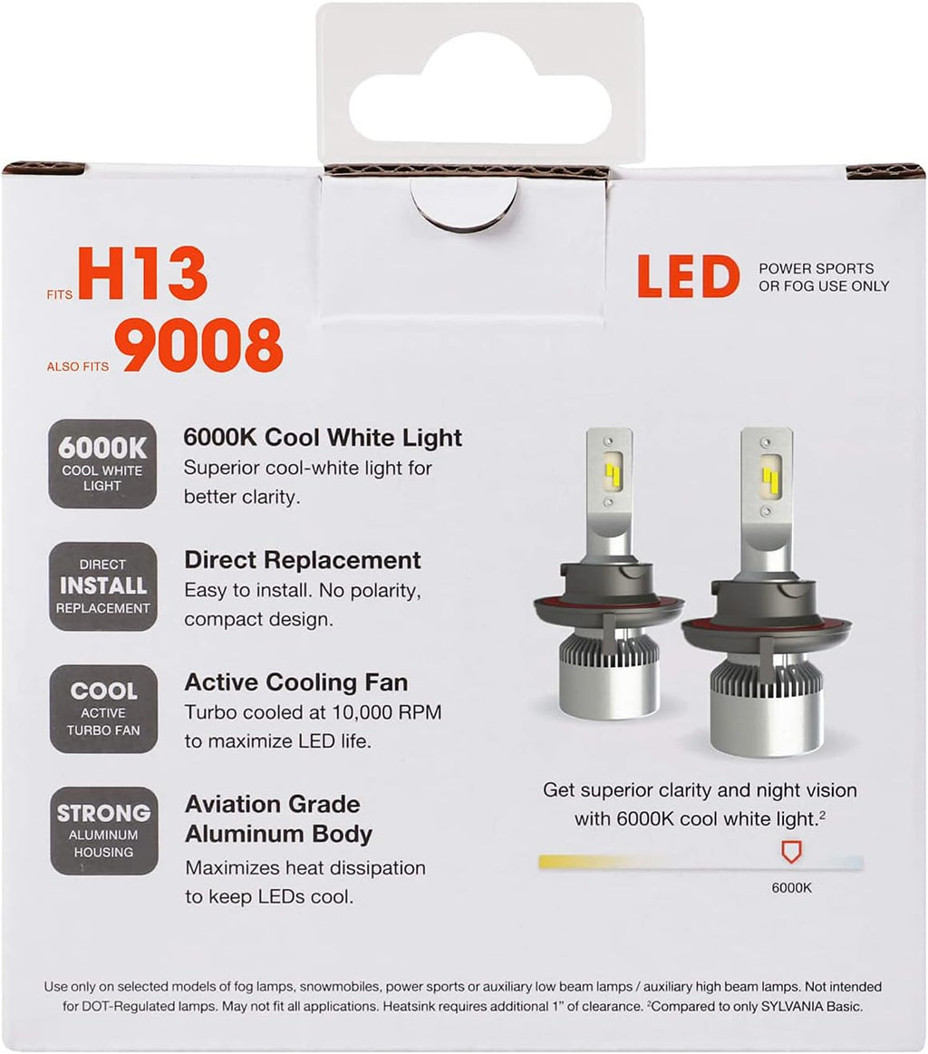 H13 6000K LED Headlight Replacement Bulbs, Cool White (2 Pack) V7541
