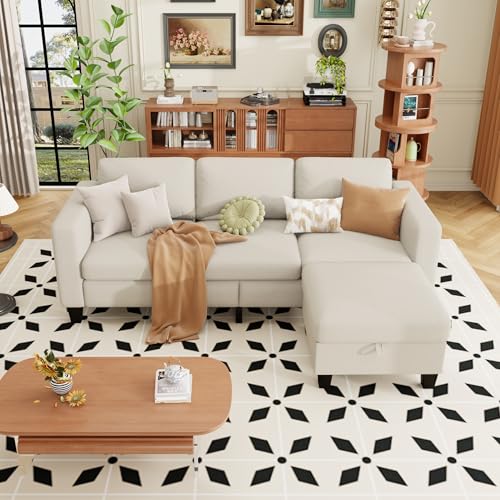 78'' 3 Seater L-Shaped Sectional Sofa with Storage Ottoman V209
