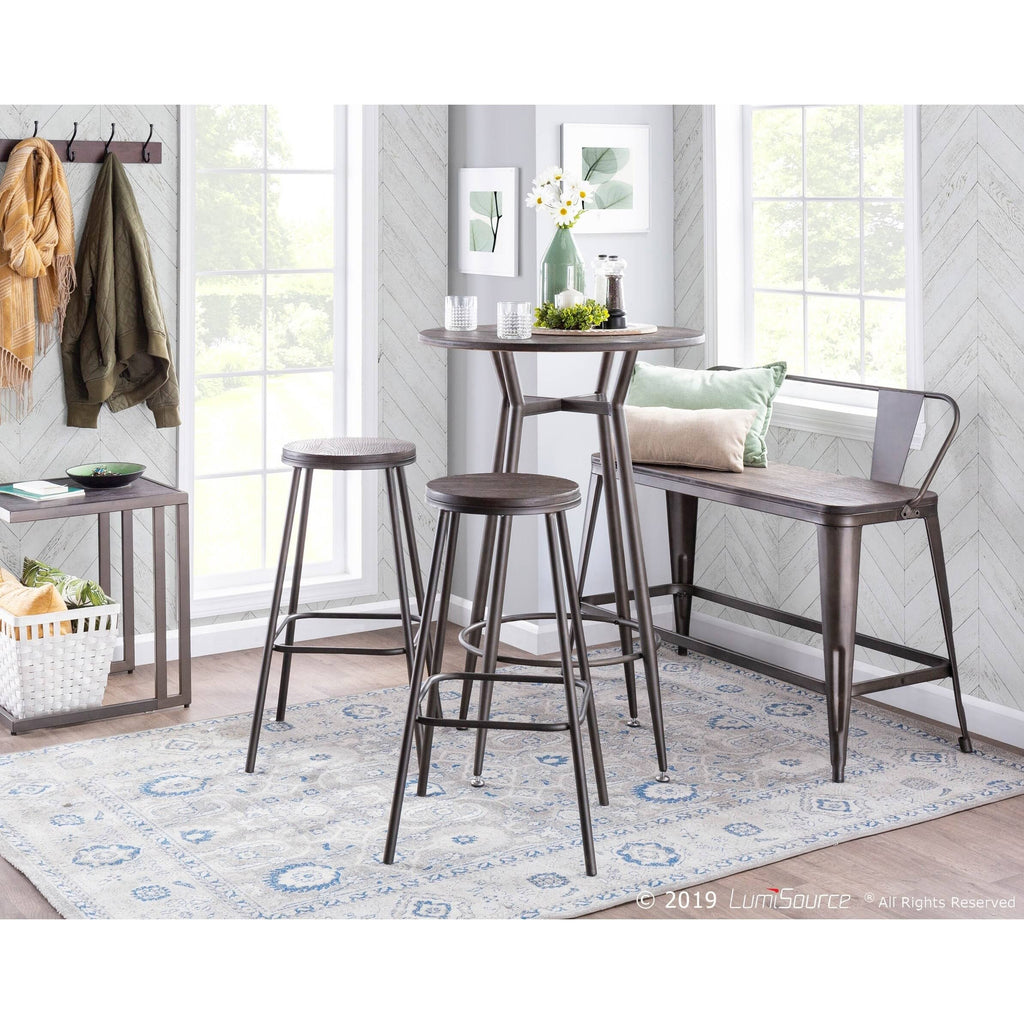 Industrial Round Bar Stool (Set of 2) Vintage White/Espresso D250410