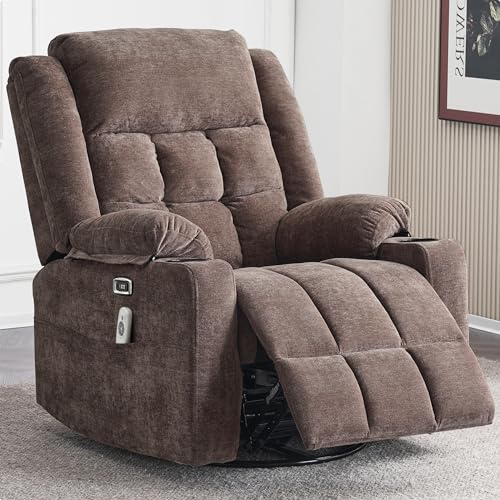 Dark Grey Power Swivel Rocker Recliner Chair with Massage and Heat X203