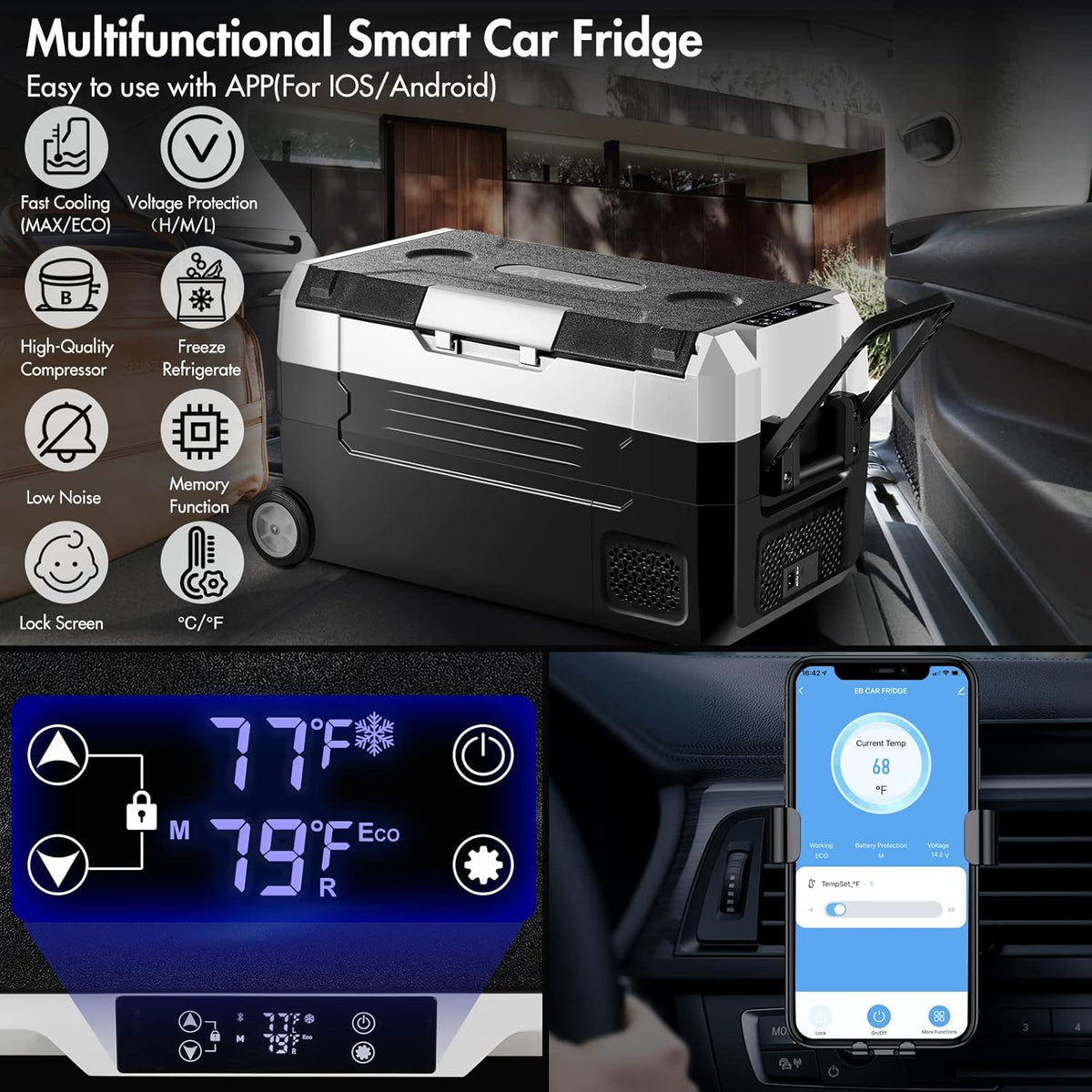 Portable Car Refrigerator 37 Quart Dual Zone Compressor Cooler T533556