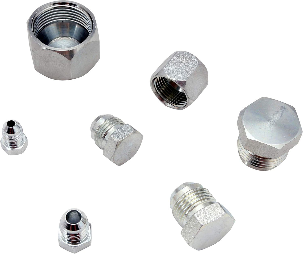64 Pcs Galvanized Steel Flare Thread Cap & Plug Assortment Kit O354