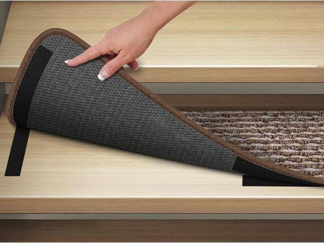 15 Pc Attachable Carpet Stair Treads Praline Brown 8 in. x 27 in. I6275