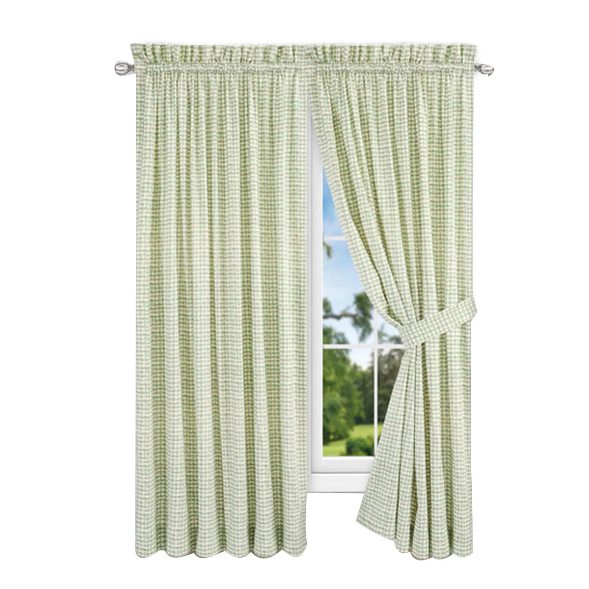 Ikat Check Tailored Curtain Panels Set of 2 T704