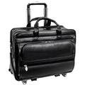 Black Leather 17" Detachable Wheeled Laptop Case A34441