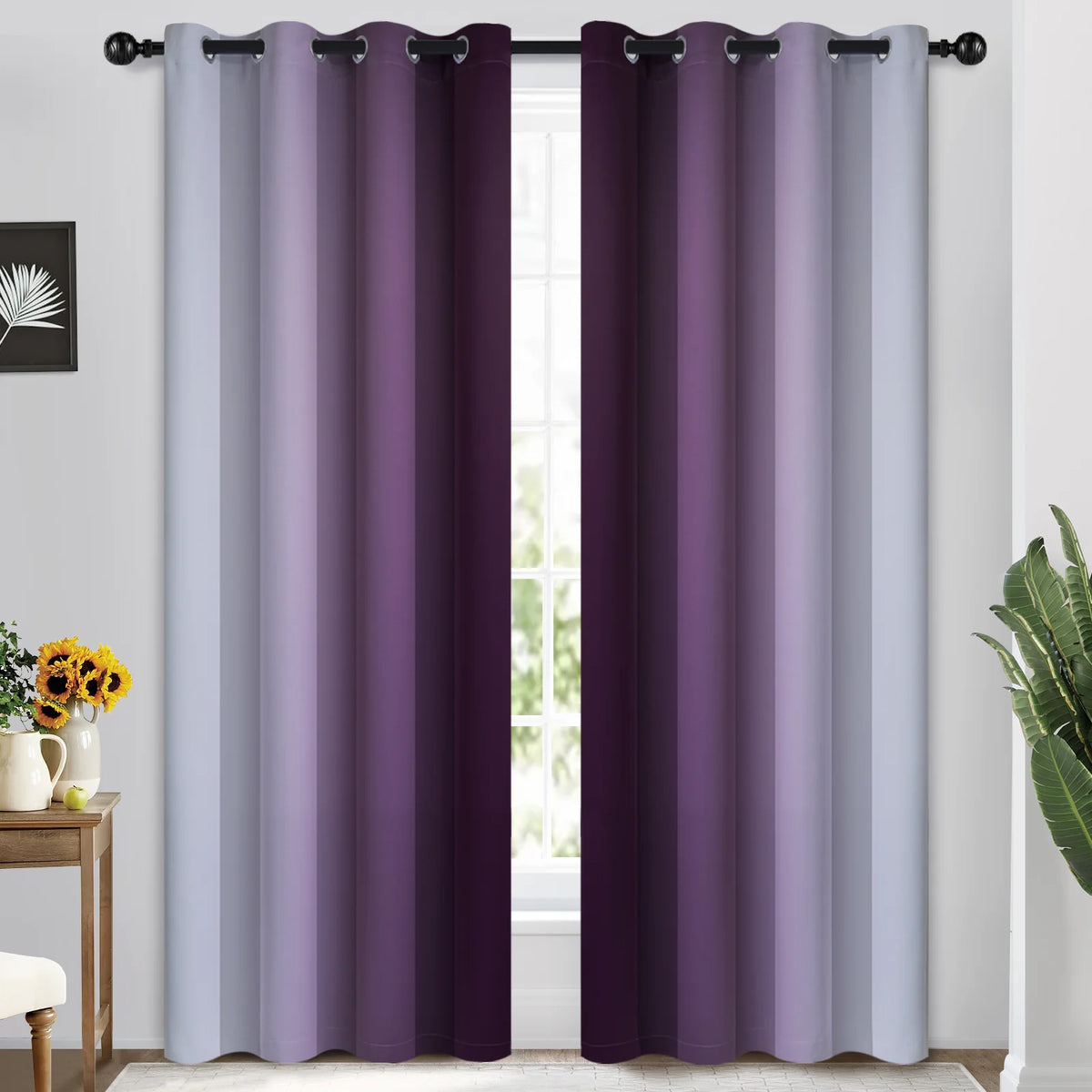 Purple Blackout Ombre Curtains, 52x84 inches, 2 Panels A806019