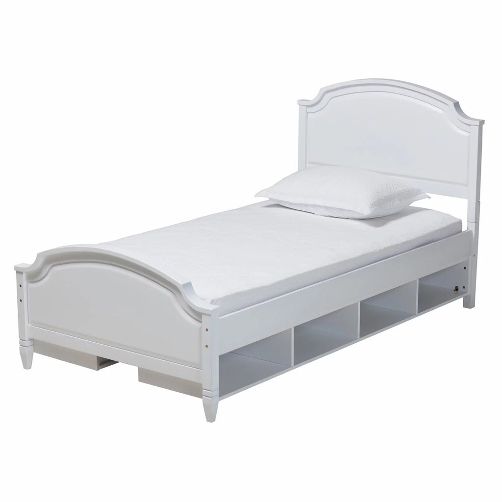 White Wood Twin Size 3-Piece Bedroom Set S224