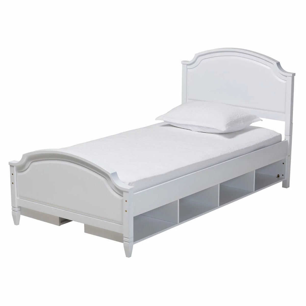 White Wood Twin Size 3-Piece Bedroom Set S224