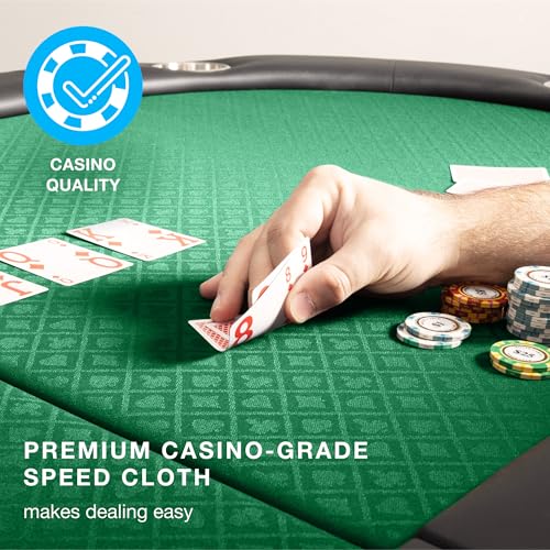 10-Person Foldable Poker Table with Speed Cloth and Stainless Steel Cupholders (Green, 84 Inch) G4028