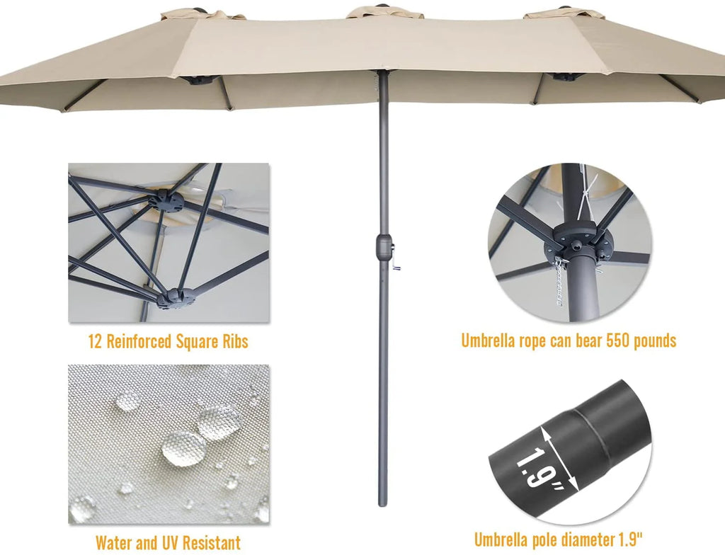 15 Ft Double Sided Patio Umbrella Z69707