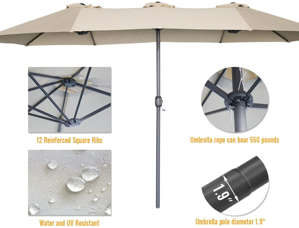 15 Ft Double Sided Patio Umbrella Z69707