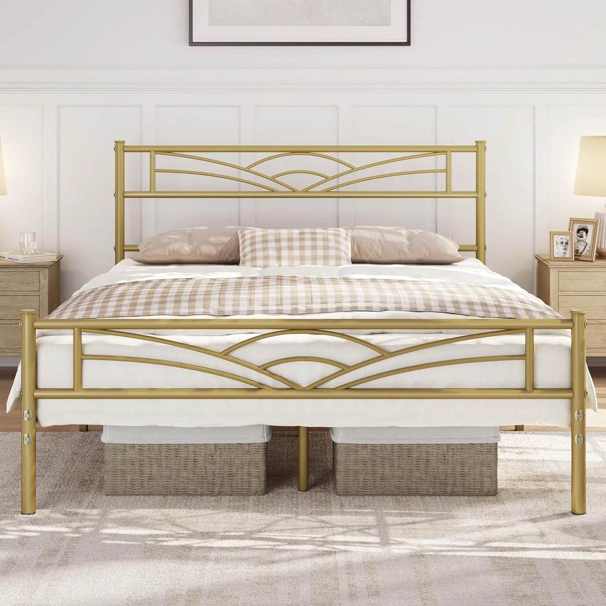 Full Size Metal Platform Bed Frame with Headboard and Footboard G3763