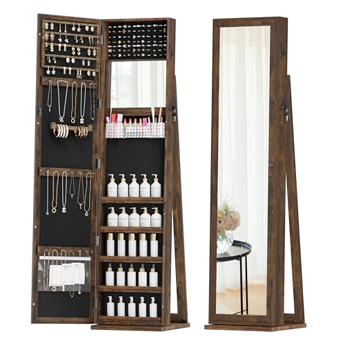 Brown Jewelry Cabinet with Full-Length Mirror G815121