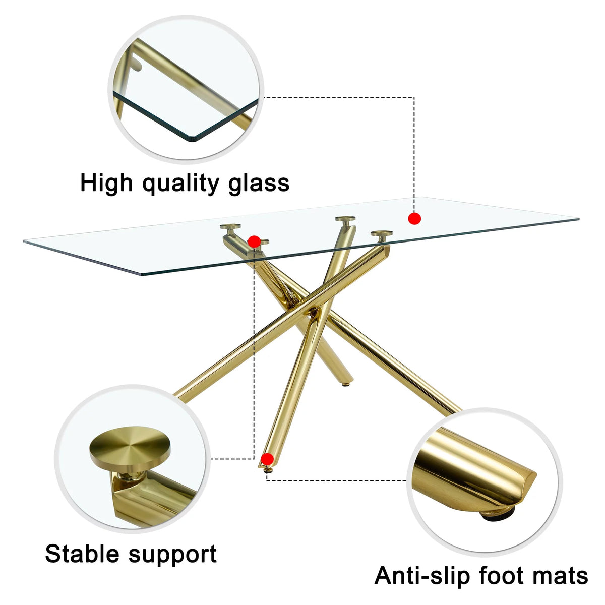 Glass Dining Table for 6-8 Person V18705