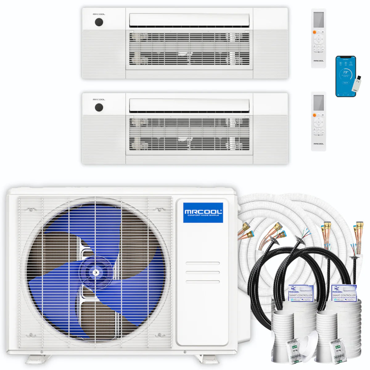18,000 BTU 2 Zone Ceiling Cassette Ductless Air Conditioner and Heat Pump B99504