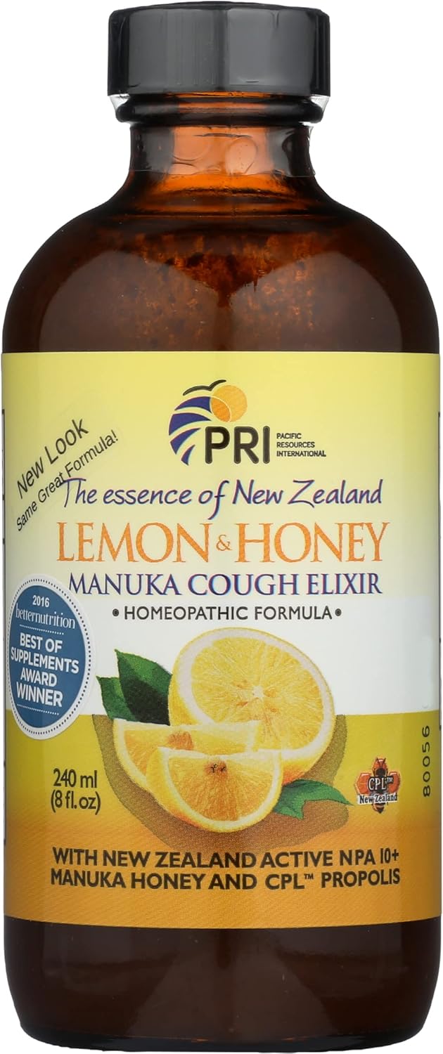 Manuka Honey Propolis Cough Elixir Lemon Flavor, 8 Fluid Ounce R427