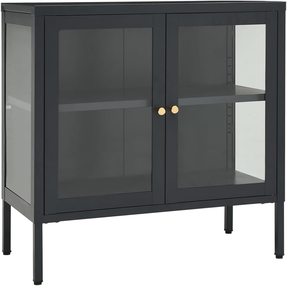 Anthracite Steel and Glass Sideboard C9655