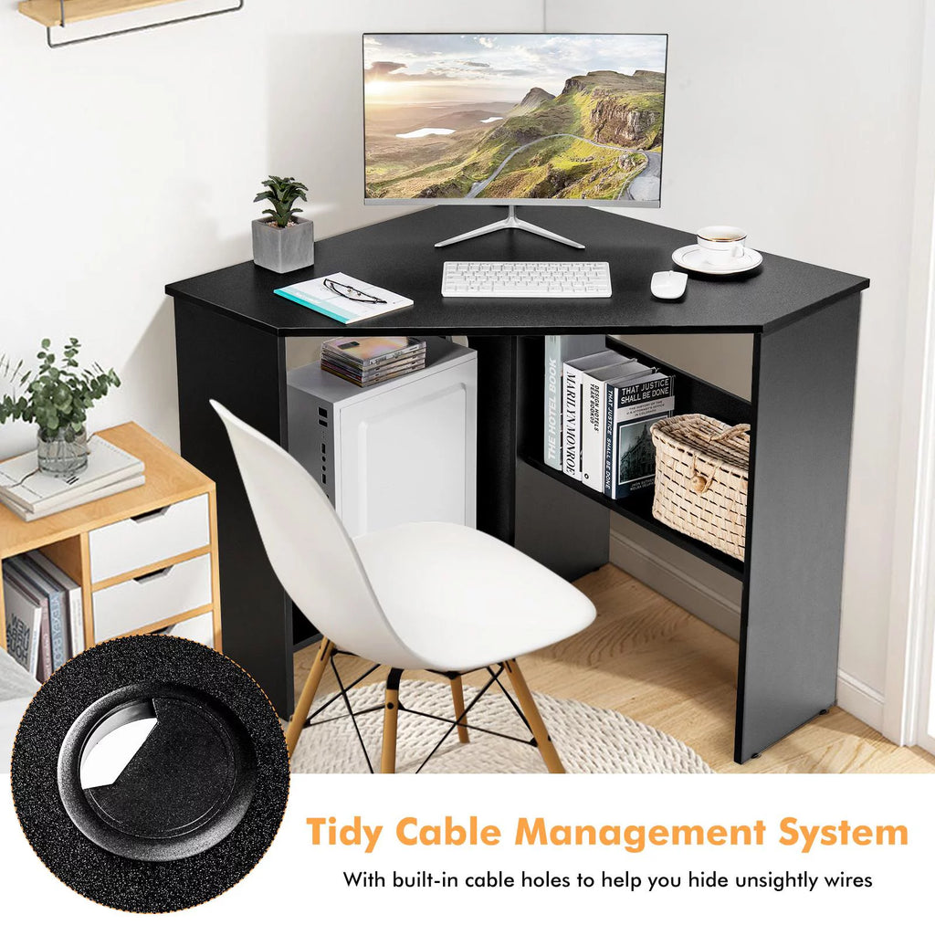 Black Corner Computer Desk L475