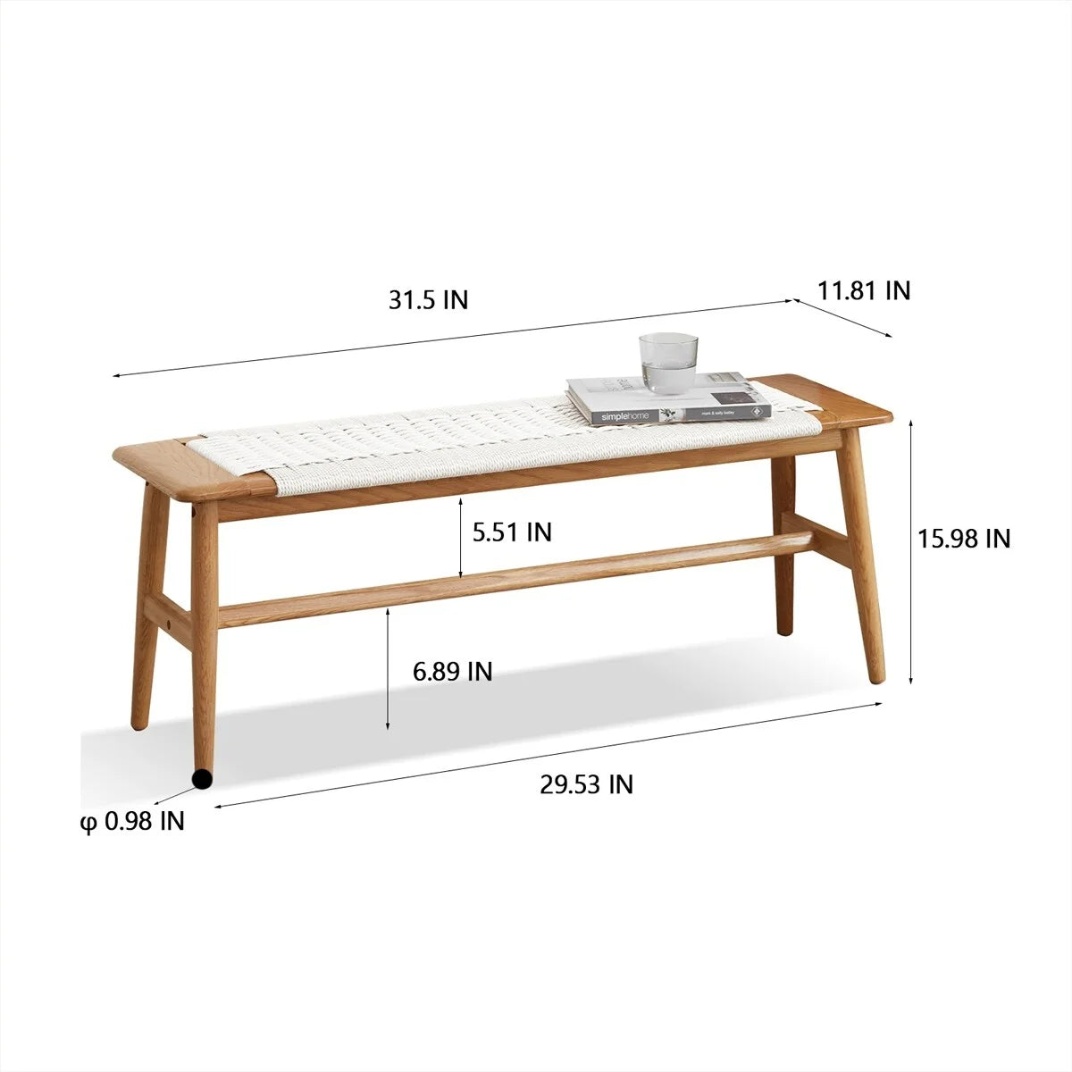 Natural Oak Wood Dining Bench L5448