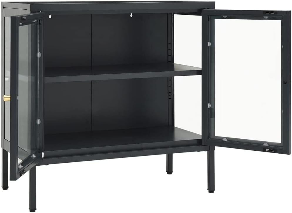 Anthracite Steel and Glass Sideboard C9655