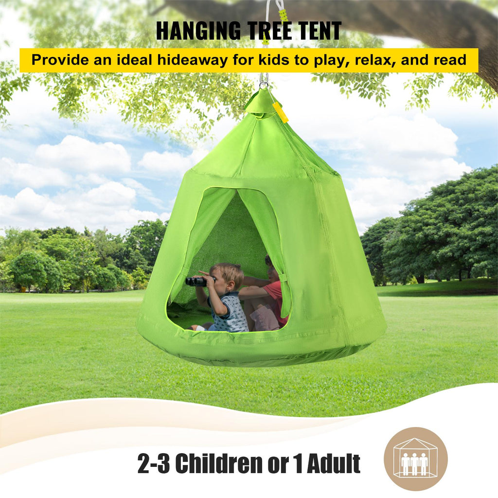 Green Hanging Tree Tent With LED String Lights U1284
