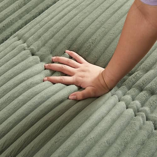 Oversized Corduroy Convertible Sleeper Sofa with Ottoman, Grey S924137